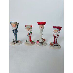 Vintage Santa Claus Candle Holder Set Of 4: Festive Christmas Decor With Santa F